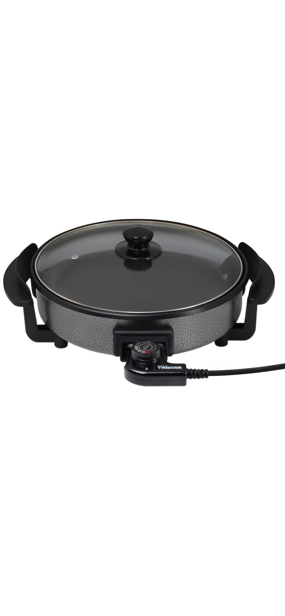 Tigaie electrica multifunctionala Tristar PZ-2963, 1500 W, Termostat detasabil, 30 cm, Negru/Gri