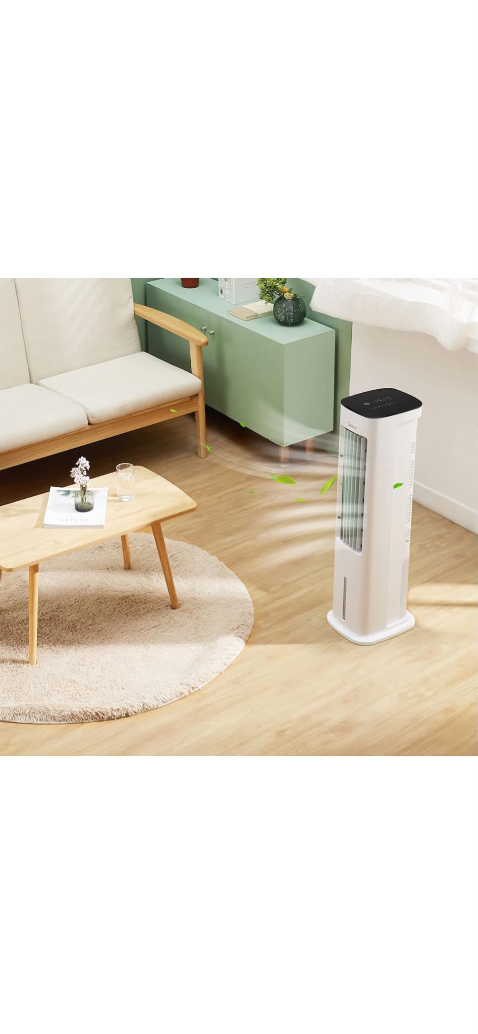 Racitor de aer mobil Midea 6000, ventilator cu racire pe apa 5 l, umidificator si ionizare, fara tub de evacuare, debit 355 m³/h